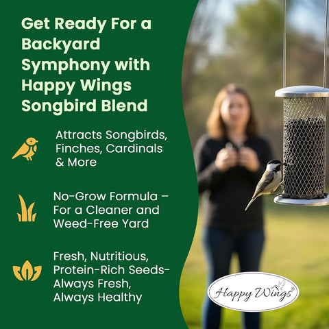 Happy Wings 5 LB Black Oil Sunflower Seeds Bird Food, No Waste Bird Seed