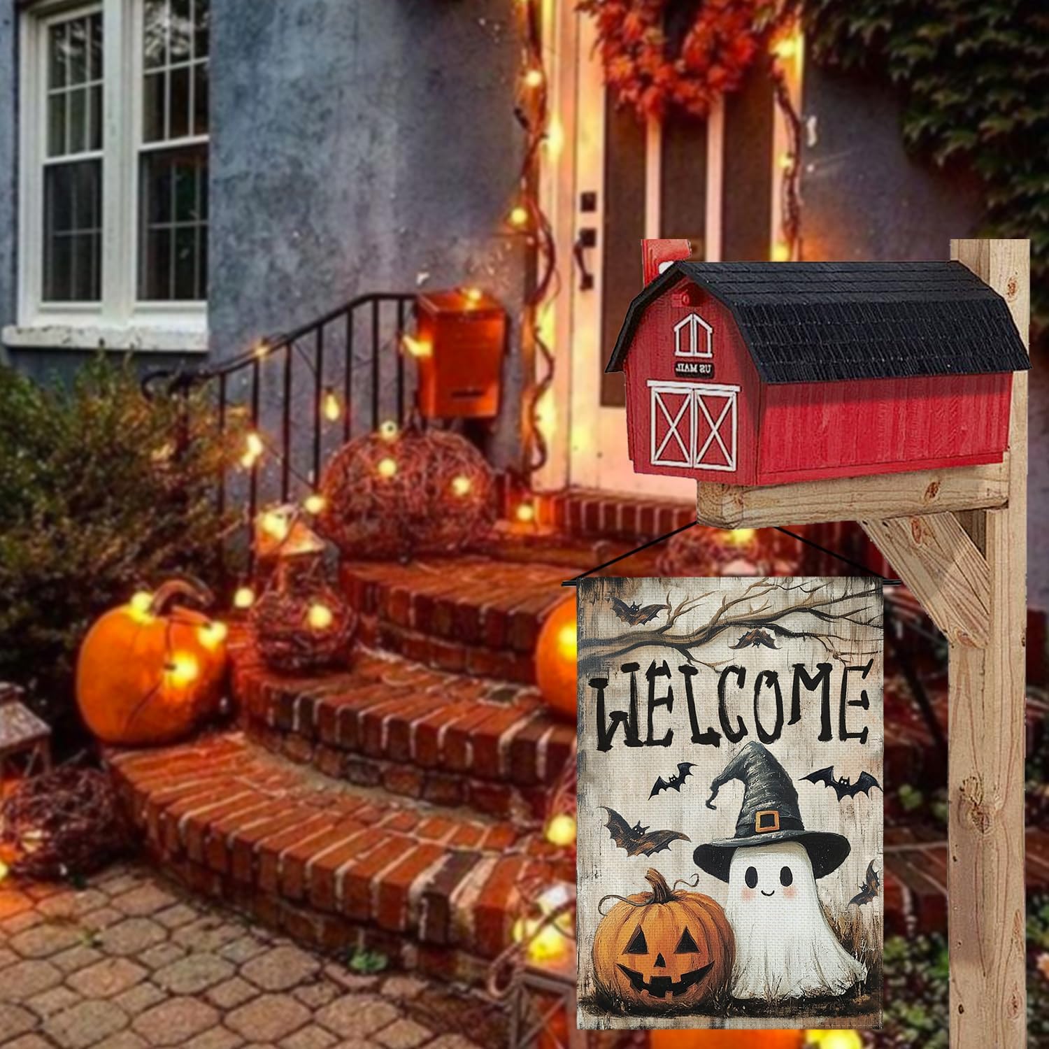 AVOIN colorlife Welcome Halloween for Outside Garden Flag 12x18 Inch