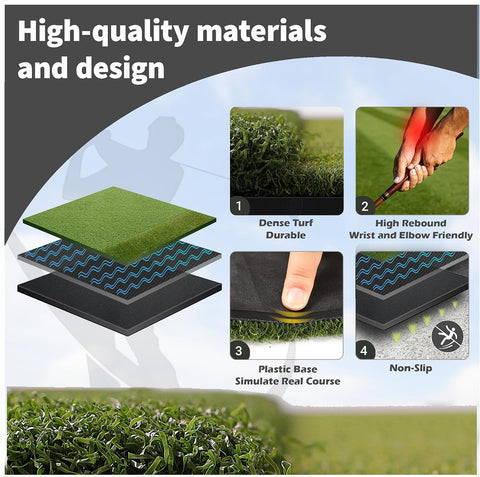 Fanshaw Dual/Tri Turf Golf Mat 5x4/6x4ft 40-50mm Thickened for Practice