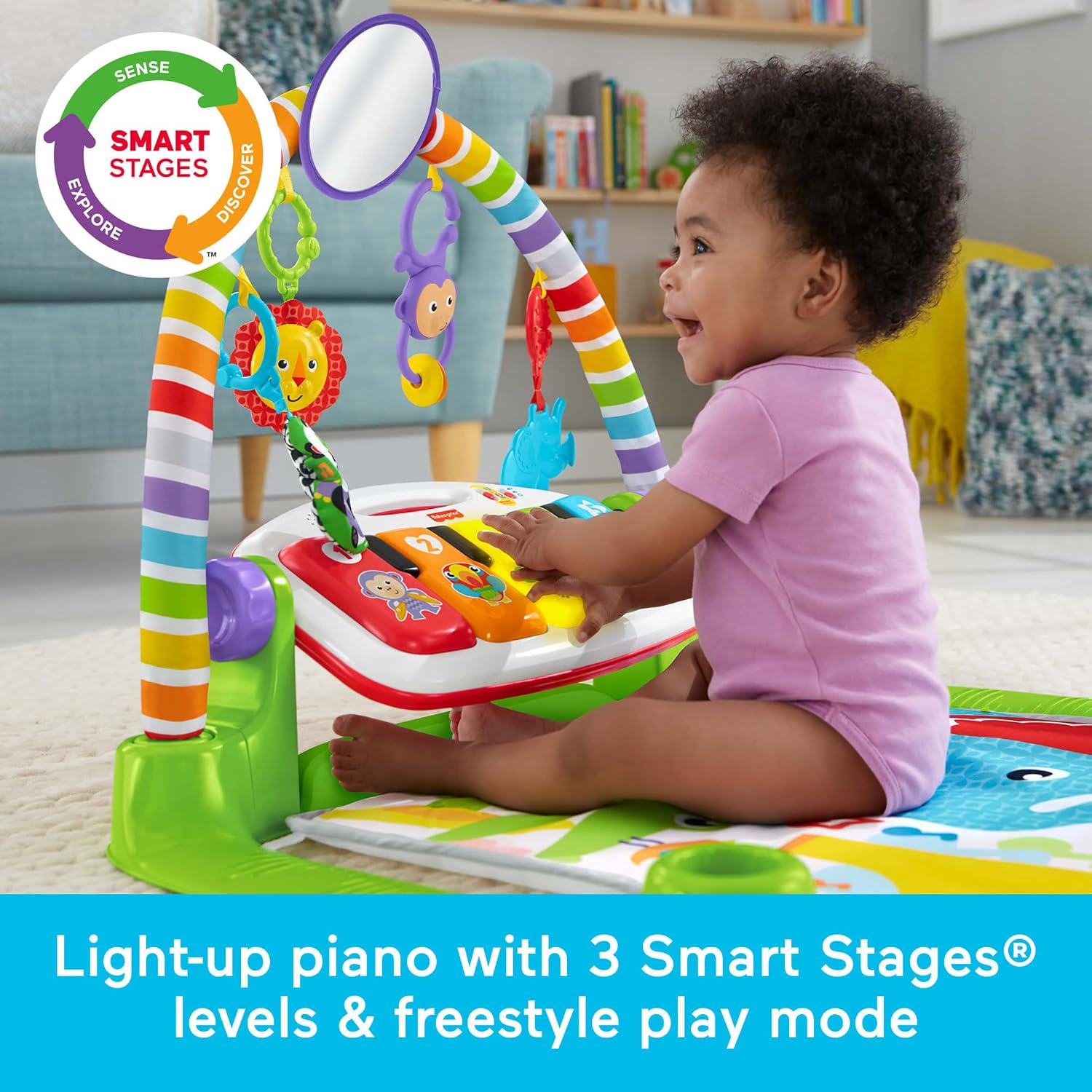 Fisher-Price Deluxe Kick & Play Piano Gym & Maracas, Ages 0+ Months