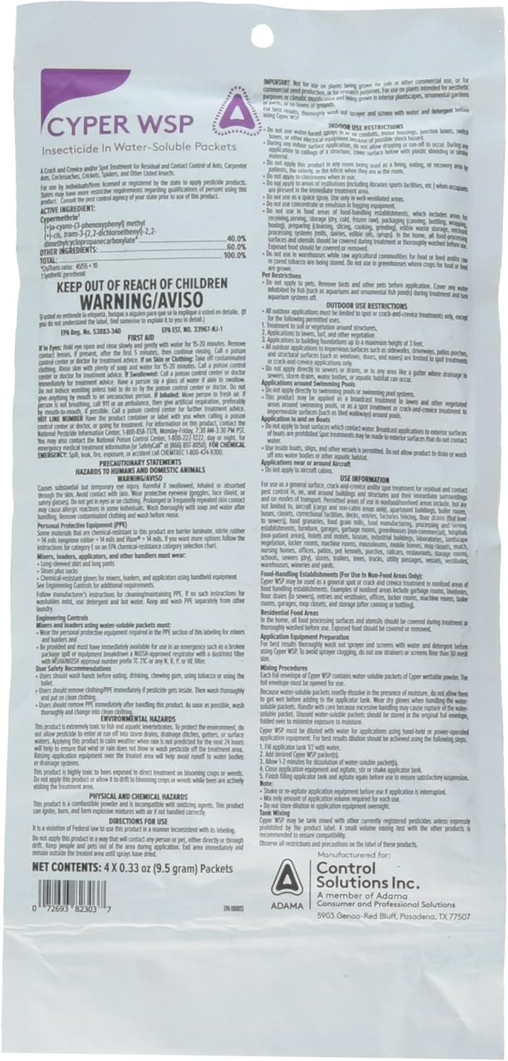 CSI Cyper WSP Cypermethrin Insecticide, Water-Soluble Packets 4ct (4 x .33oz)