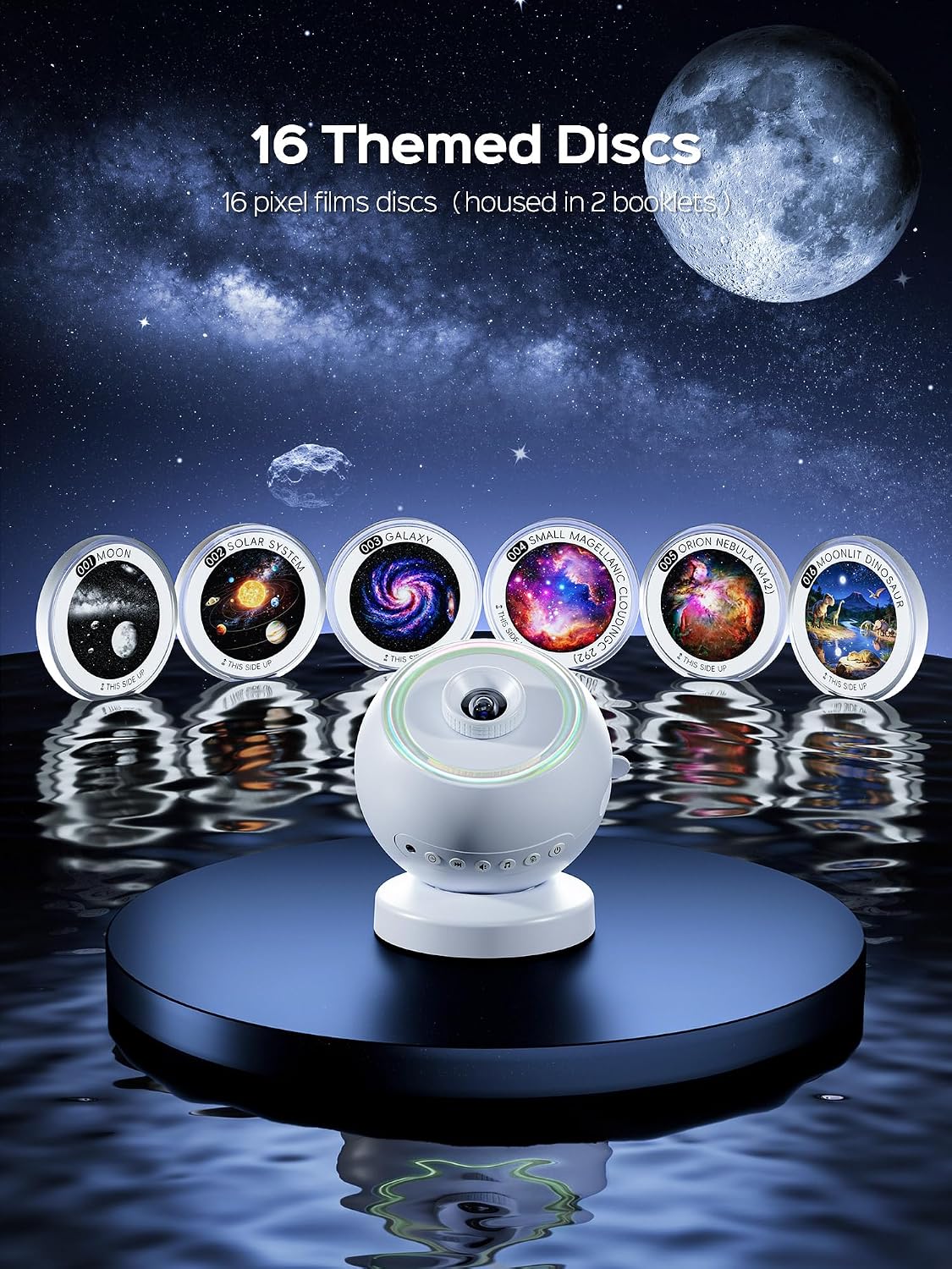 Star Galaxy Projector Night Light,29 Soothing Sounds Machine,16 HD Disc Planetarium Ocean Room Ceiling Projector Led Lights for Bedroom,Remote Timer Mood Sensory Light for Kids,Gifts for Boys & Girls