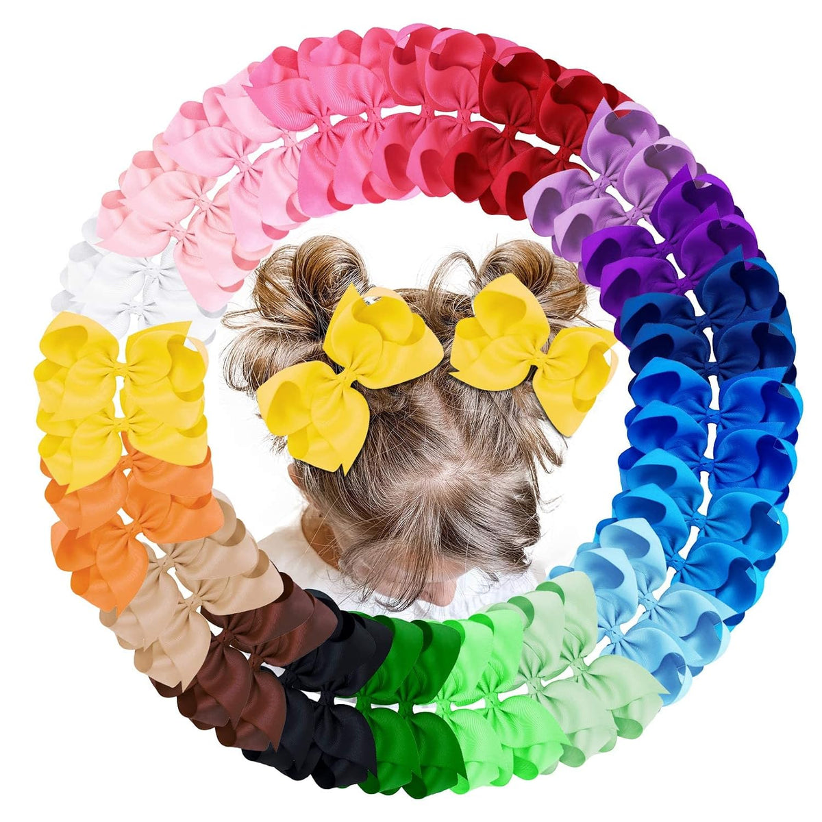 Oaoleer 40Pcs 4.5" Hair Bows Clips for Girls Tolddler Hair Accessories