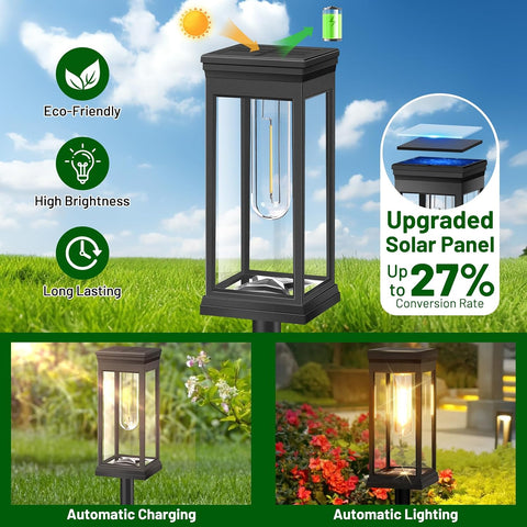 BesLowe 12-Pack Solar Pathway Lights Outdoor, Landscape Lights Warm White