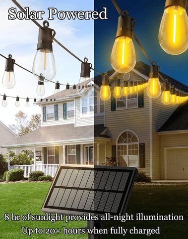 50ft Solar Powered Lights Outdoor - Waterproof String Light Outside Patio