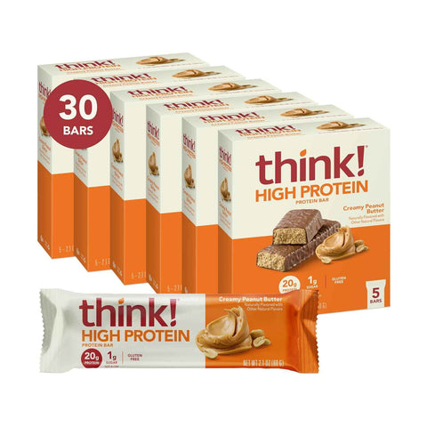 think! High Protein Bar, Creamy Peanut Butter, 30 Count