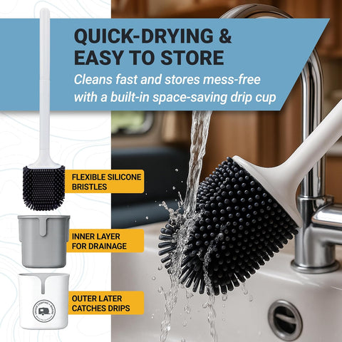 Unique Silicone RV Toilet Brush with Compact Holder