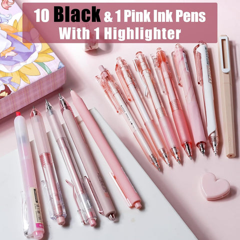 Four Candies Rose Gel Pens, Pink Barrels, Black Ink, 0.5mm, 12 Count