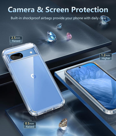 FNTCASE for Google Pixel 8a Case Clear Anti Yellowing