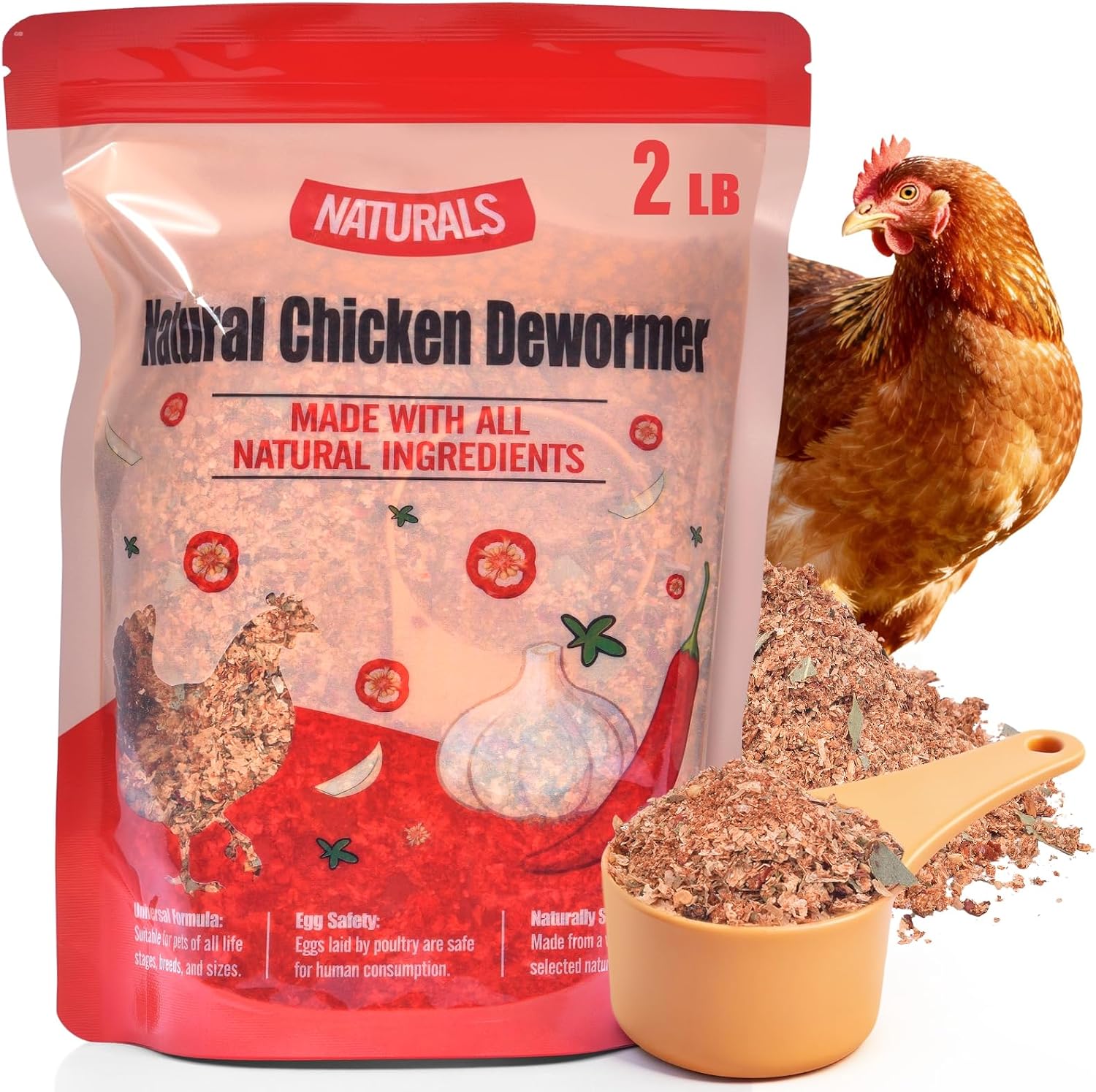 Naturals Armor Chicken Dewormer Powder, Chili Mix Wormer for Flock Poultry
