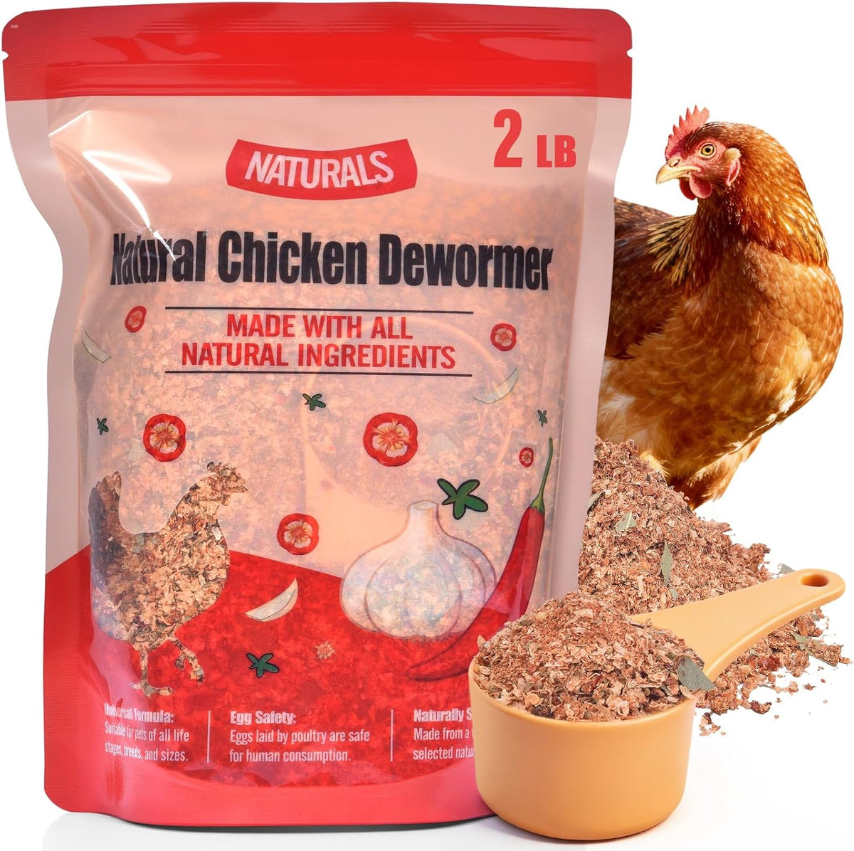 Naturals Armor Chicken Dewormer Powder, Chili Mix Wormer for Flock Poultry