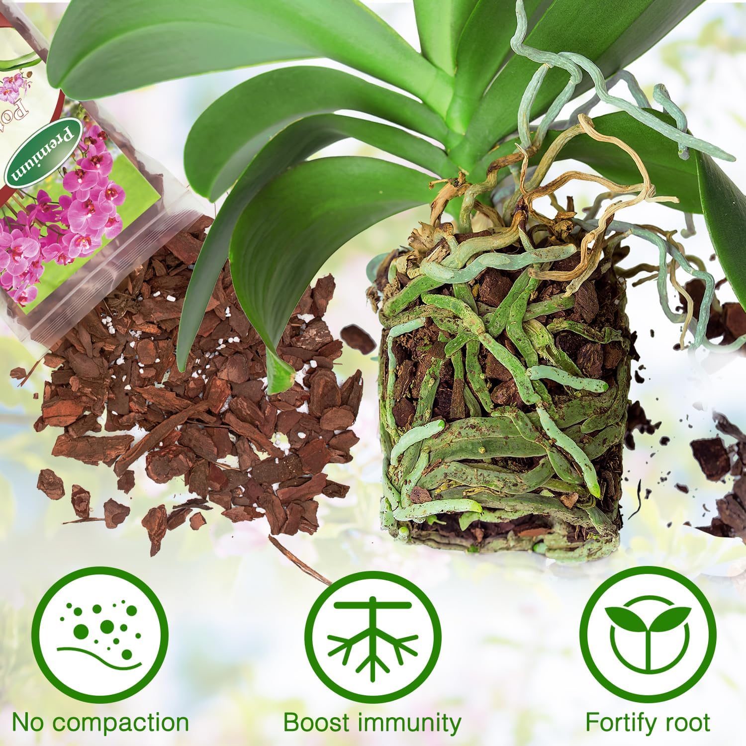Orchid Bark Potting Mix,Premium Orchid Potting Mixture of Pine Bark,Perlite