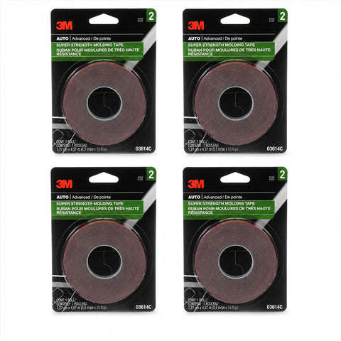 3M Super Strength Molding Tape 3614, 1/2 in x 15 ft, 4 Rolls