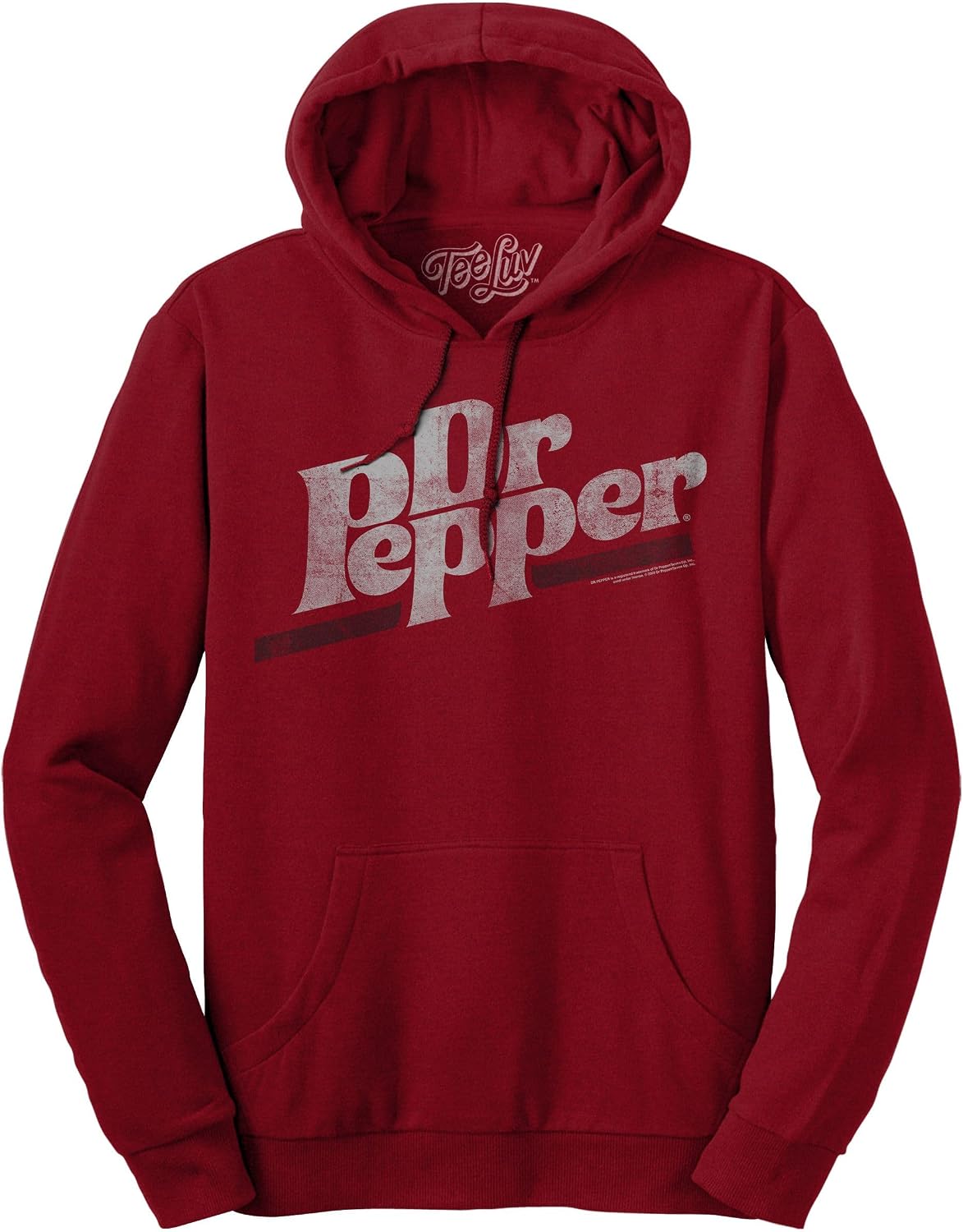 Tee Luv Men's Faded Dr Pepper Hoodie - Cherry Red Hooded Dr Pepper Sweatshirt