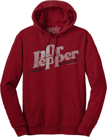 Tee Luv Men's Faded Dr Pepper Hoodie - Cherry Red Hooded Dr Pepper Sweatshirt
