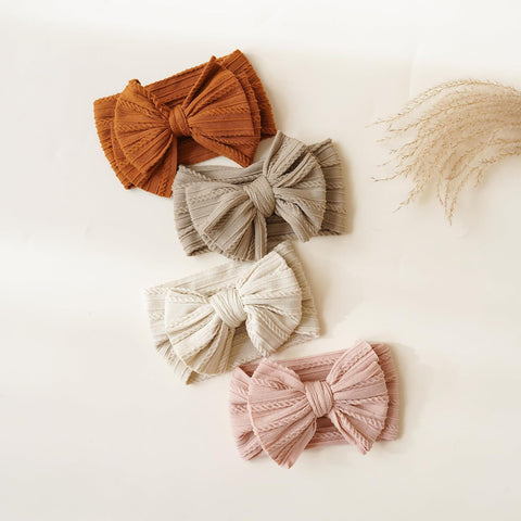 Prohouse 8 Pack Baby Bows Headbands for Girls, Newborn Nylon Headbands