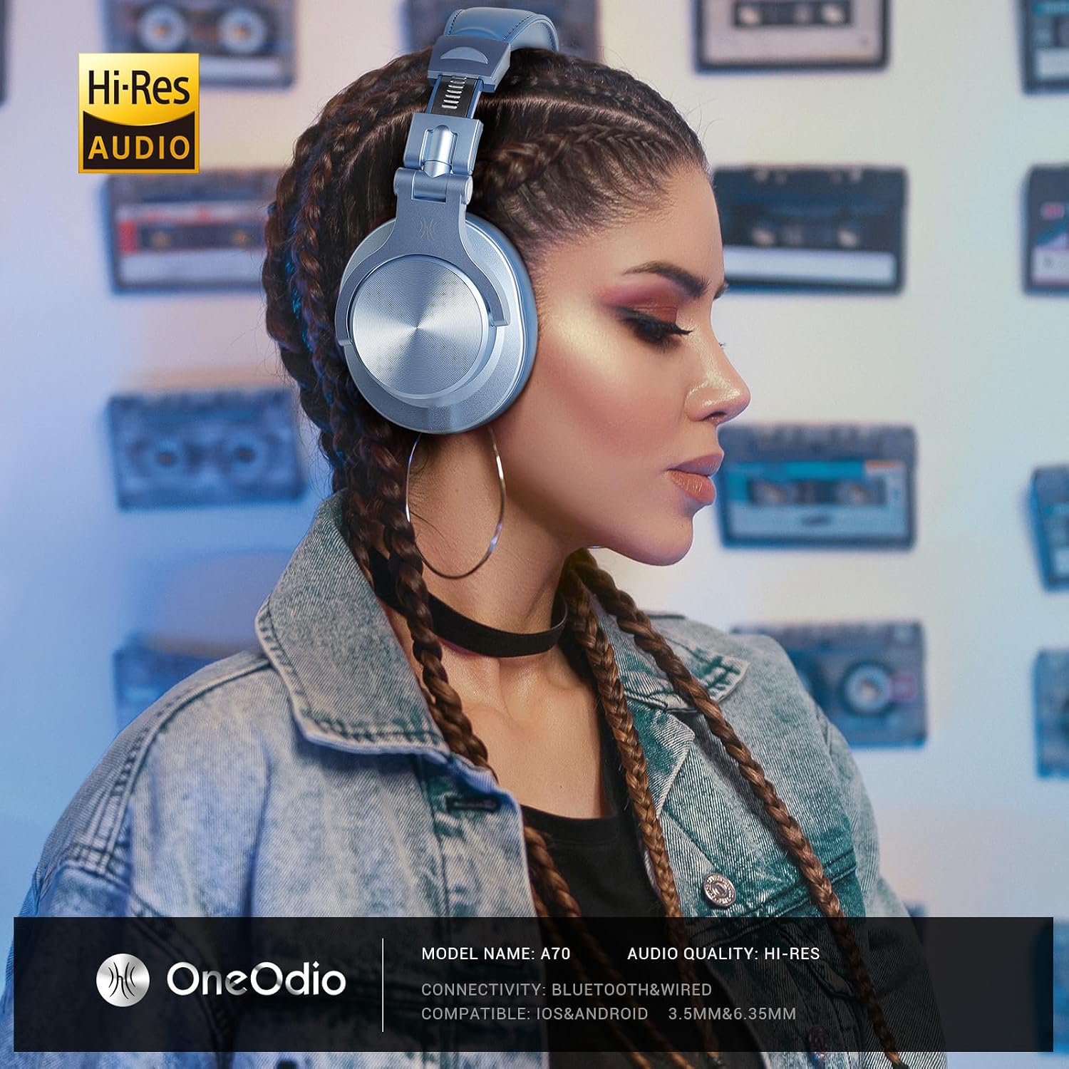 OneOdio A70 Bluetooth Over-Ear Headphones, Hi-Res Wired DJ Studio - SB