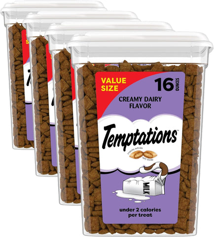 Temptations Classic Crunchy and Soft Cat Treats, Creamy Dairy, 1 Pound (Pack of 4)