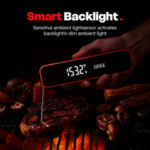 0.3 Sec Instant Read Meat Thermometer Digital for Grilling, Red