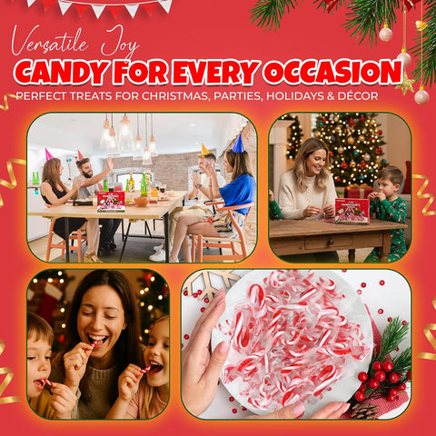 Christmas Candy Mini Canes Stocking Stuffer Red and White Peppermint Sticks Candy Canes Individually Wrapped Bulk Christmas Candy for Décor, Parties & Gifts – 100 Count