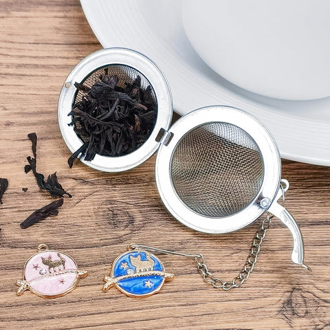 2Pcs Tea Infuser, 2.1 inch Tea Ball with Planet Cat Pendant,Tea Strainer