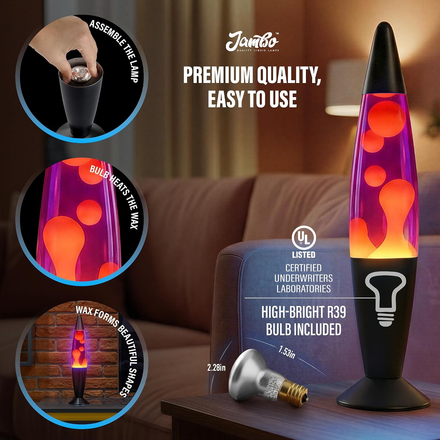 JAMBO 2 Pack- 16" Beautiful Lamp- Relaxing Liquid Lamp, Night Light Nightlight, Lamps for Adults Teens Kid