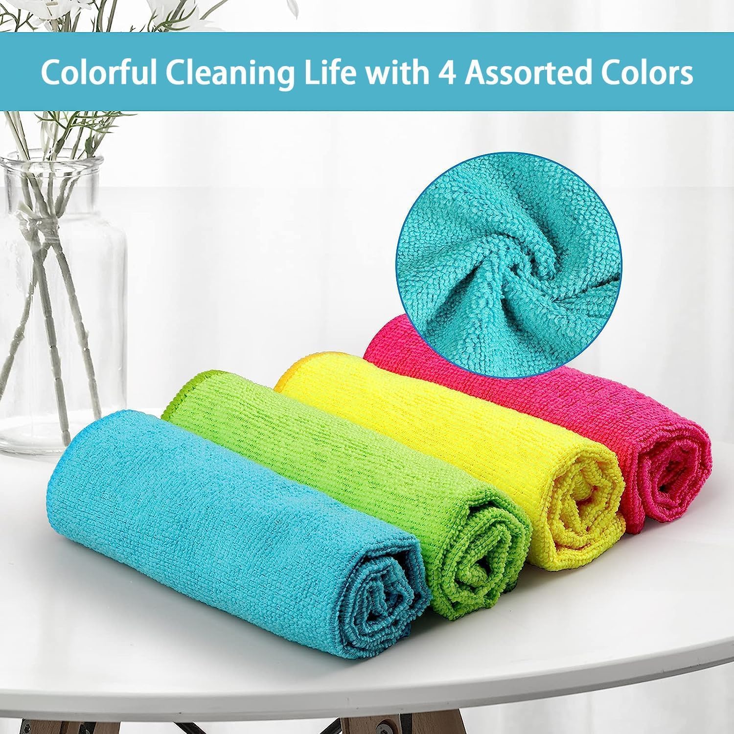 HOMEXCEL 12PK Microfiber Cleaning Cloth, Cleaning Rag for Home, 11.5x11.5in
