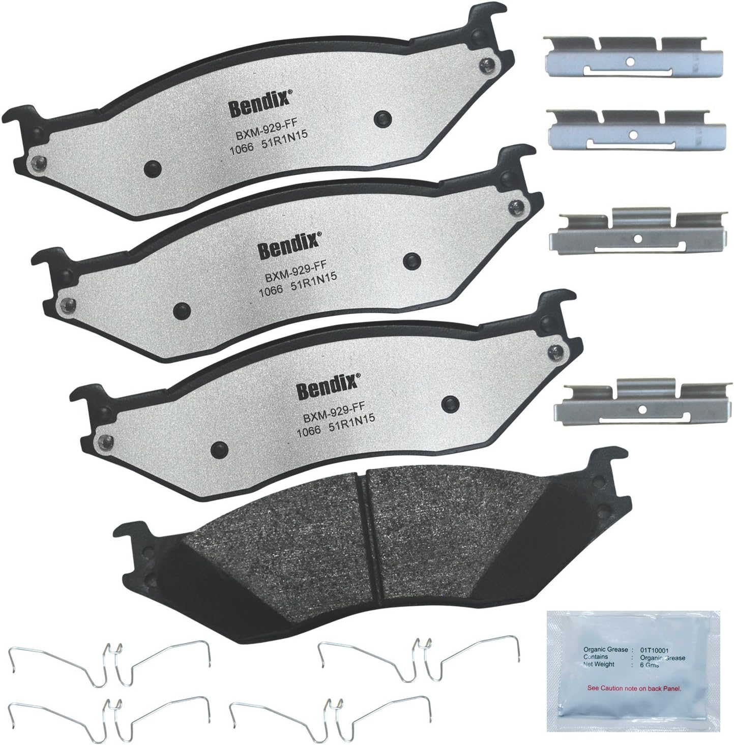 Bendix Fleet Metlok MKD1066FM Semi-Metallic Brake Pads for Bounder,Anniversary Ed,Classic,Flair,LXE,Fortis,Southwind,F-53 Motorhome Chassis,F-59 Commercial Stripped,F-450,F-550,LCF,FR3,GT3,GT5,GT7