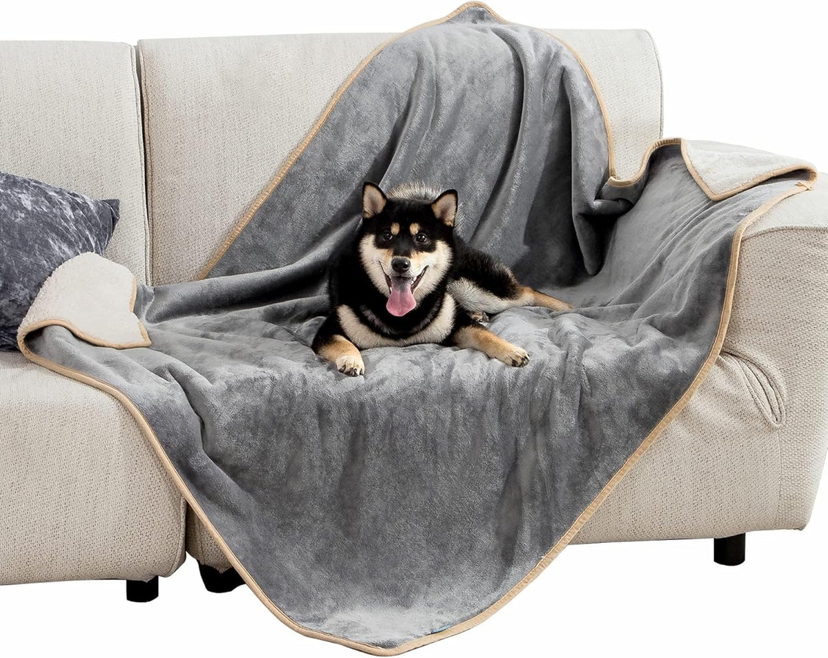 Bedsure Waterproof Dog Blankets for Large Dogs Sherpa Fleece Throw, 40X50