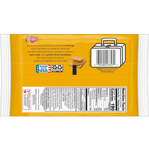 Keebler Sandwich Crackers, Single Serve Snack Crackers, Office and Kids Snacks, Toast and Peanut Butter (12 Trays, 96 Packs)