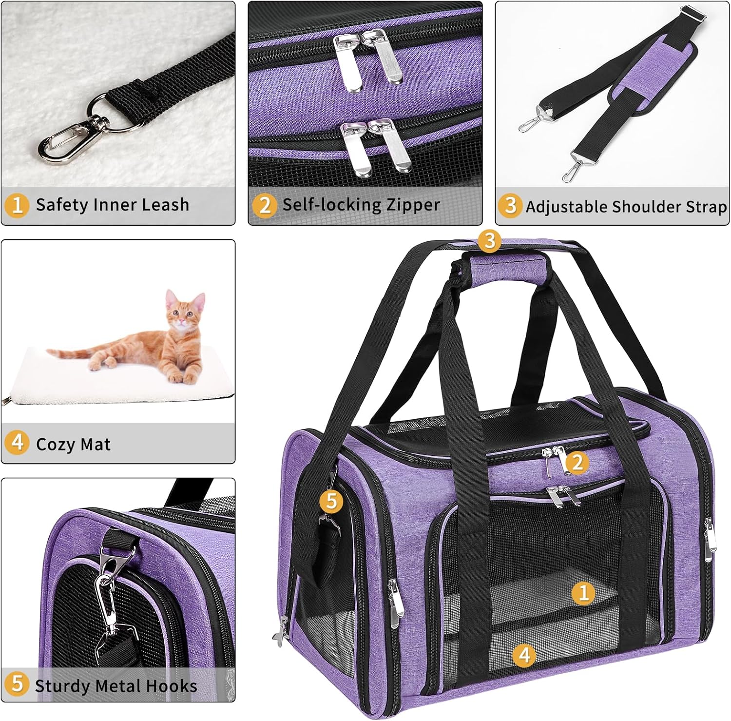 Soft-Sided Cat/Dog/Pet Carrier, Collapsible Pets Travel Carriers