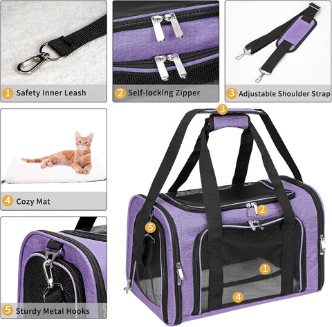 Soft-Sided Cat/Dog/Pet Carrier, Collapsible Pets Travel Carriers