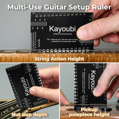 Kayoubi String Action Gauge, Height Ruler, Guitar Bass Luthier Setup Tool