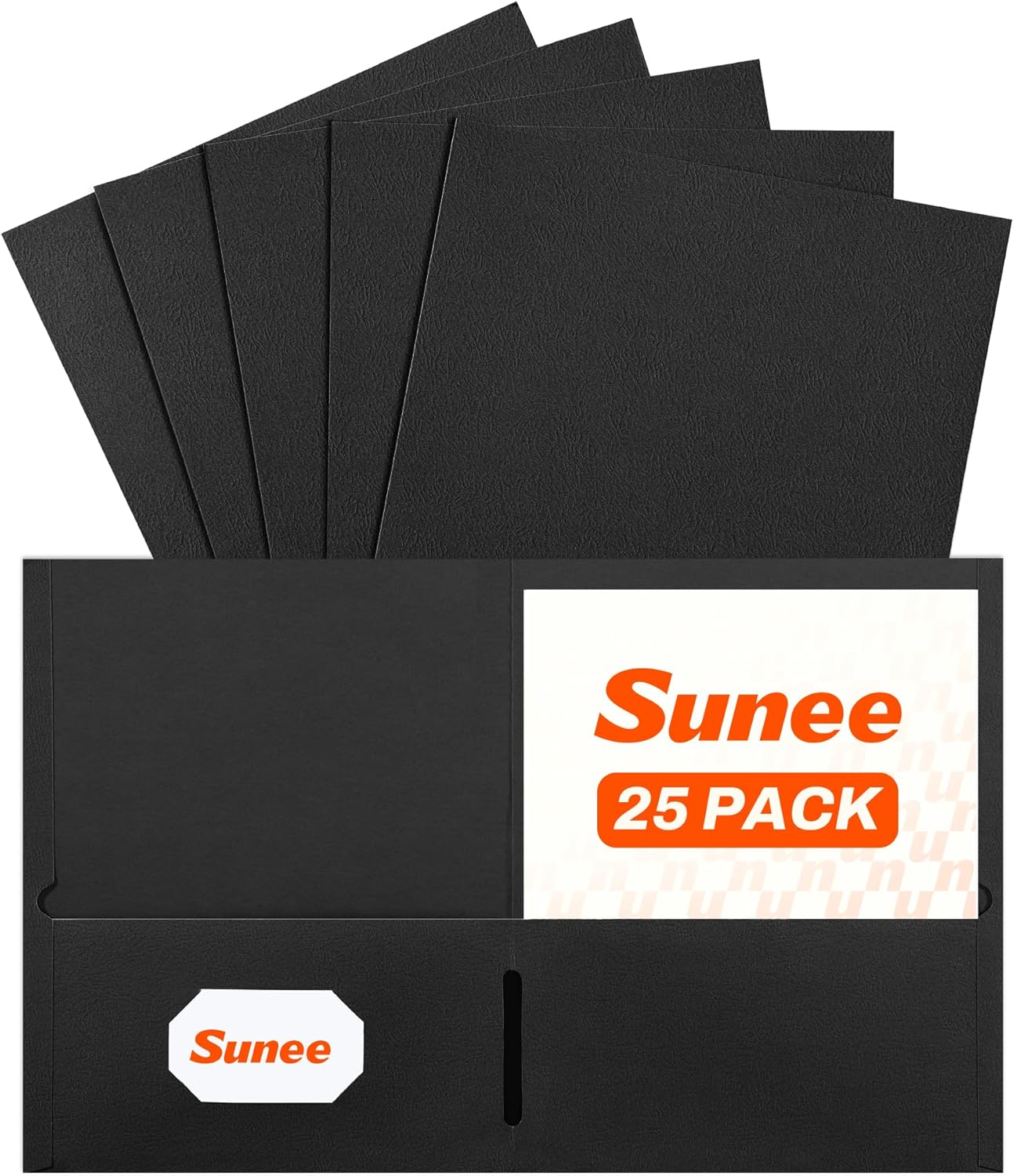 SUNEE Folders with Pockets(25 Pack, Black), 2 Pocket Folders Fit Letter Size Paper, Paper File Folder for School Office Home Bussiness