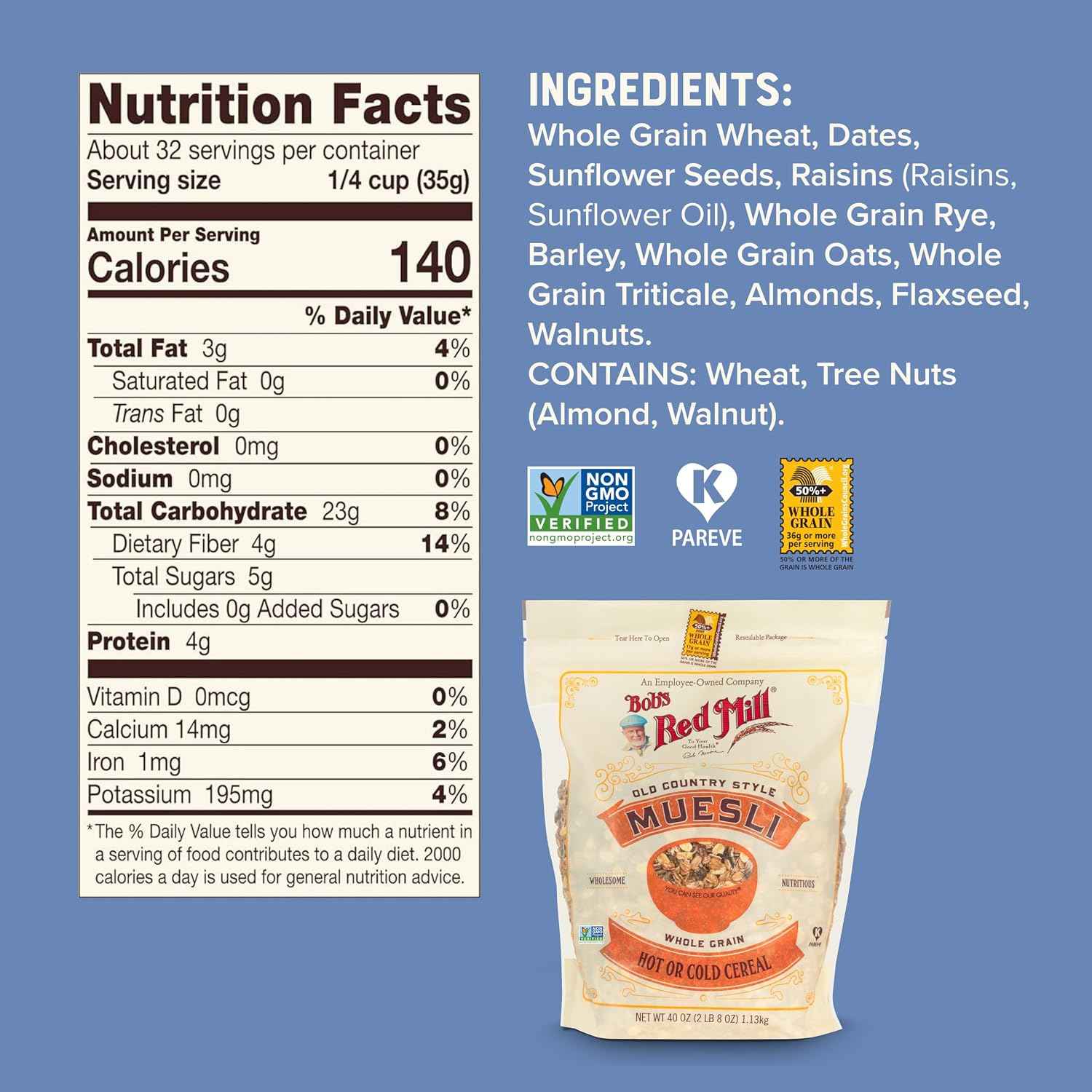 Bob's Red Mill Old Country Style Muesli, 40oz (4 Pack)