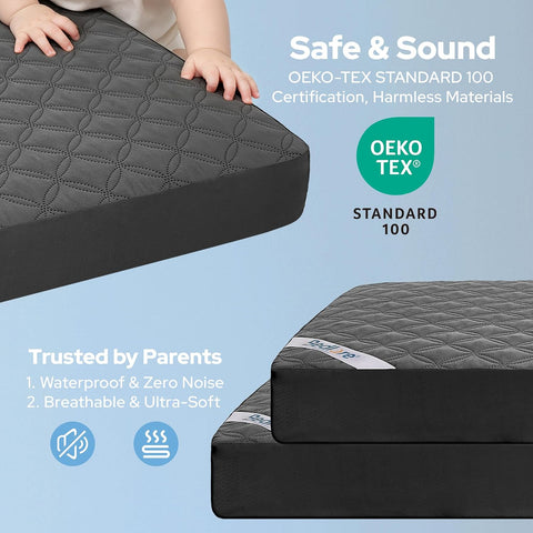 BEDLORE Crib Mattress Protector Waterproof 2 Pack for Standard Toddler Bed