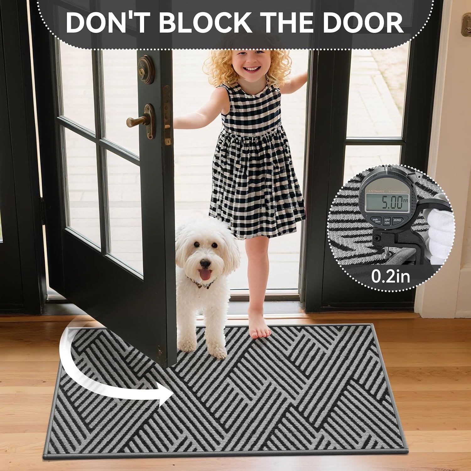 Door Mat Outside Entrance Non-Slip Dirt Resistant Grey 24"x35"