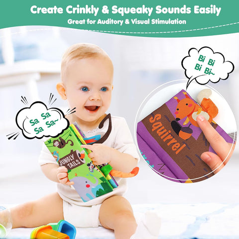beiens Baby Books Toys, Tummy Time Touch and Feel Sensory Toys for Infant