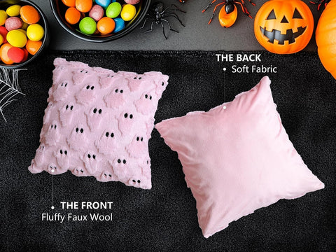 Halloween Pillow Covers 16x16 Set of 2 Pink Ghost Farmhouse Home Decor