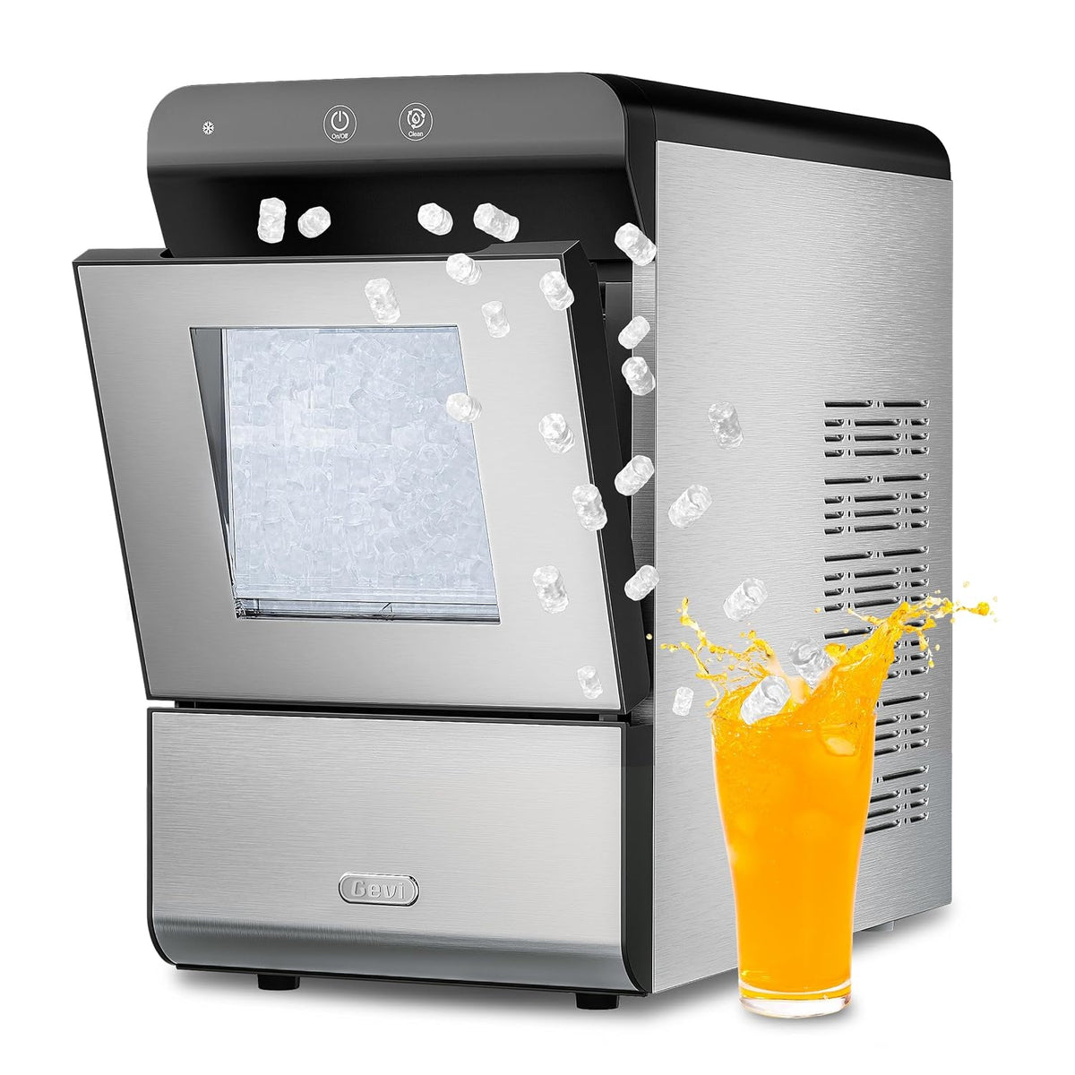 Gevi V2.0 Nugget Ice Maker with Viewing Window,Silver
