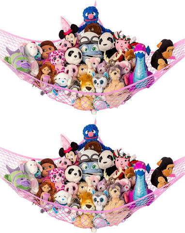 Large Stuffed Animal Storage Hammock 1 Pack | Holds 12 lbs | Corner Stuffed Animal Organizer | Plushie Net for Stuffed Animals | Stuffy Storage, Cute Bedroom, Room Decor | Black
