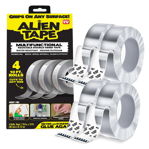 ALIEN TAPE Heavy Duty Double Sided Tape, Nano Tape, Feet Clear Adhesive Tape for Poster Photo Wall Decor As Seen on TV, (1 Roll - 7 Feet)