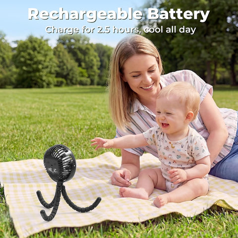 AMACOOL Battery Operated Stroller Fan, Portable Clip On Fan Rechargeable