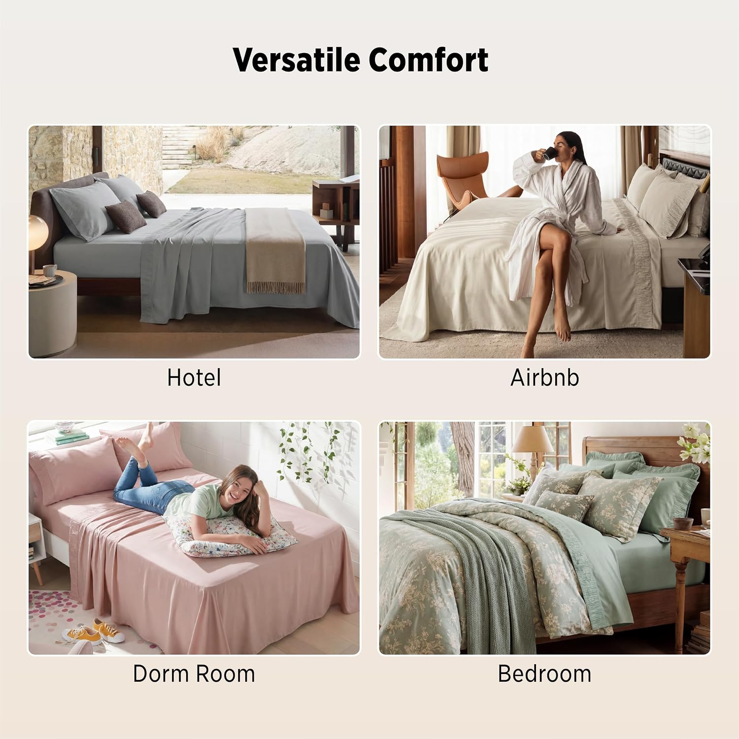 Bedsure Queen Sheet Set - 4 Pieces Soft, Breathable, Cooling Bed Sheets