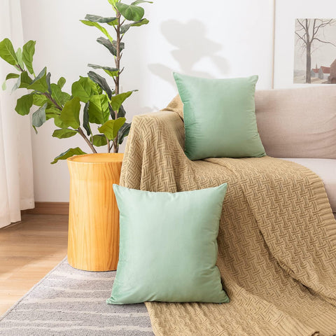NiNi ALL SageGreen Velvet Throw Pillow Covers 26x26 Pack of 2 Decorative