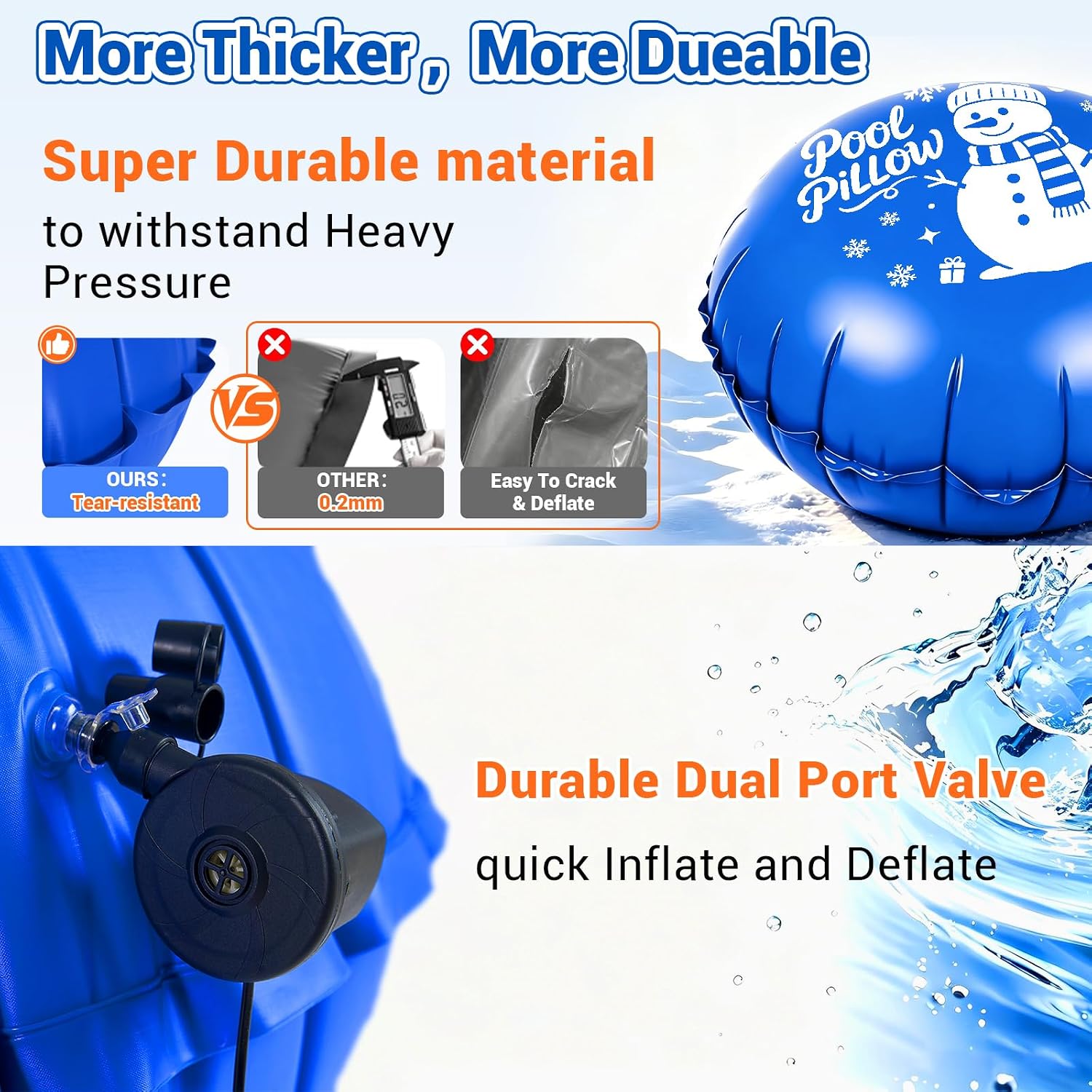 Winter Pool Cover Pillow for Above Ground Pools Leak-Proof 5 FT