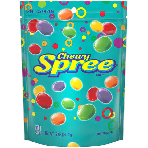 Spree Chewy Fruity Candy, Sweet & Sour, Resealable Bag, 12 oz