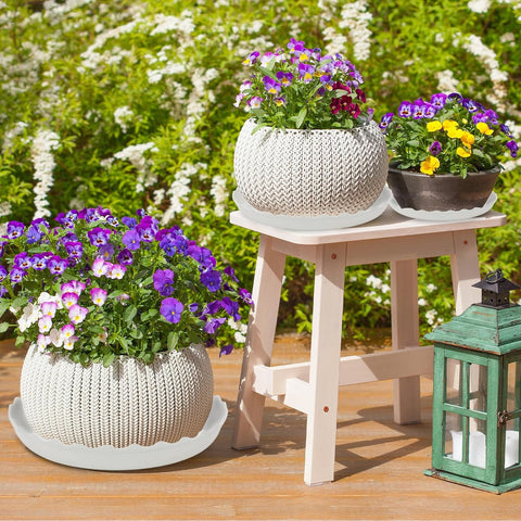 2 Pack Wave Plant Saucer - 16inch Plastic Flower Pot Drip Trays/Durable Heavy Duty White Plant Tray for Indoor and Out Door Plant(White)