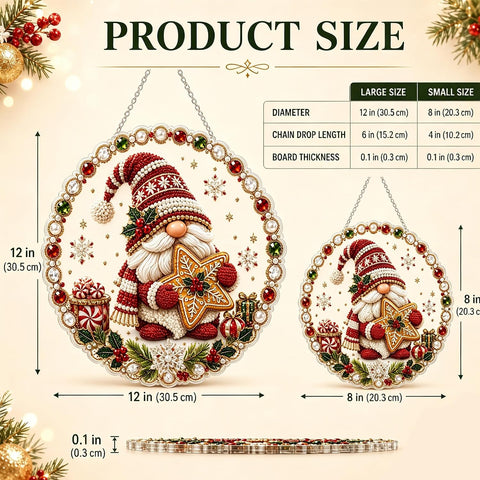 MOSADO Christmas Pearl Diamond Art Kit for Adults, DIY Pearl Diamond Painting Suncatcher with 3D Mixed-Size Beads, Lace-Edge Acrylic Hanging Ornament, Pre-Attached Metal Chain(#A, 12in)