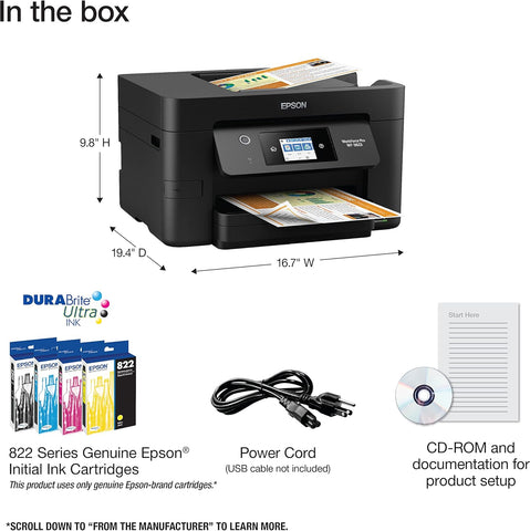 Epson Workforce Pro WF-3823 Wireless Color All-in-One Inkjet Printer